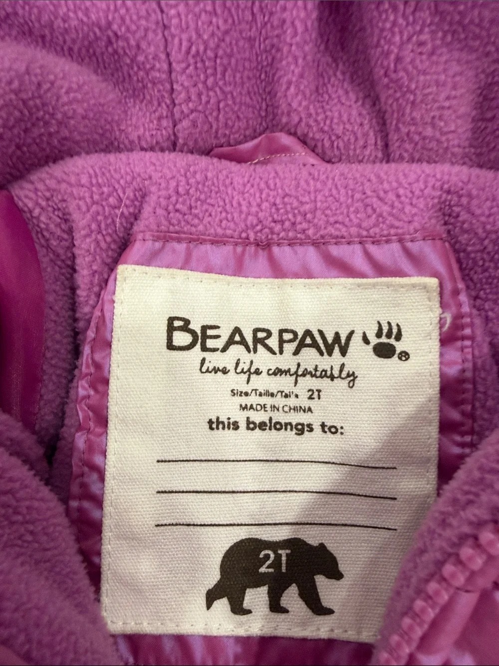 BearPaw Pink Puffer Jacket with Logo Patch